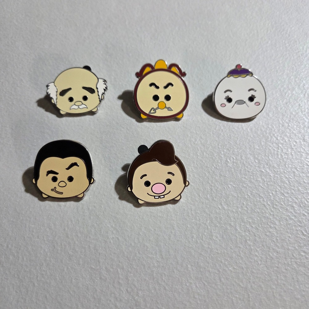 Disney Enamel Pins Unisex OS Multicolor Beauty and the Beast Tsum Tsum 5pc Set